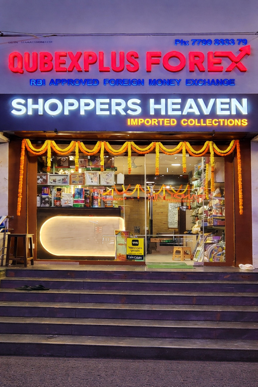 Vibrant storefront at night